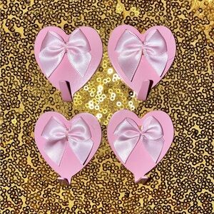Pink Heart Wall Hooks with Bows